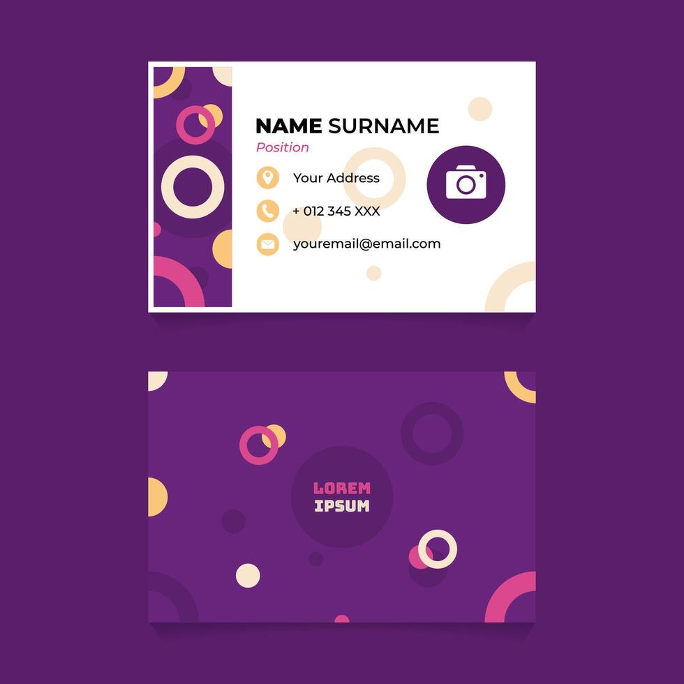 Name Card Design with Abstract Circular Graphic Theme vector