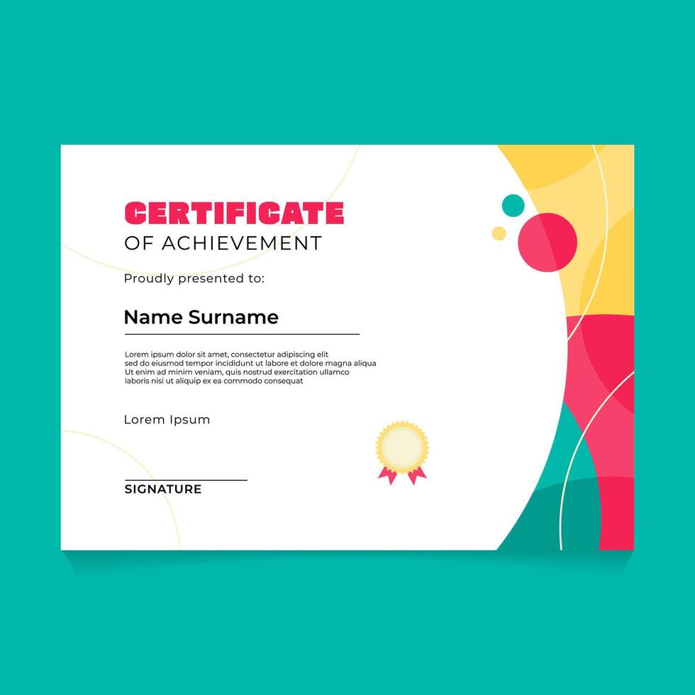 Certificate Template Design with Colorful Circular Background vector