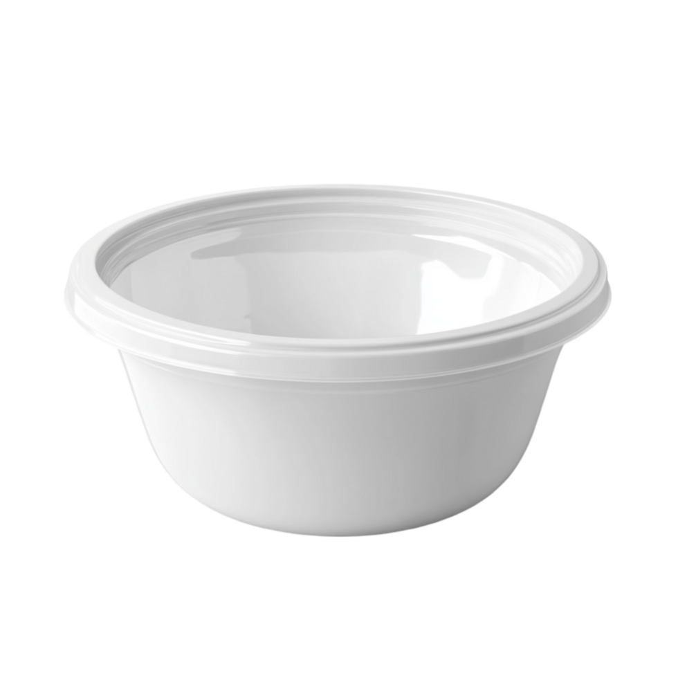 Deep White Plastic Food Bowl for Serving on Transparent Background png