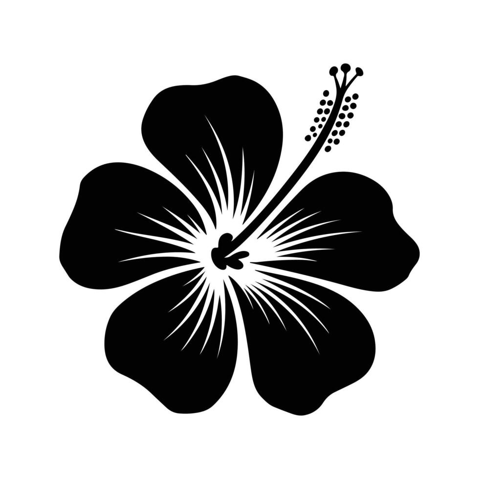 Hibiscus Flower Minimalist Black Illustration vector