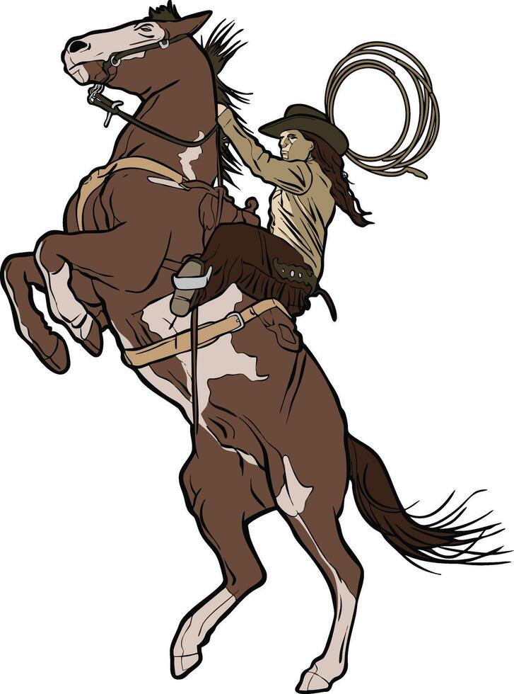 Cowgirl riding horse dynamic action vector