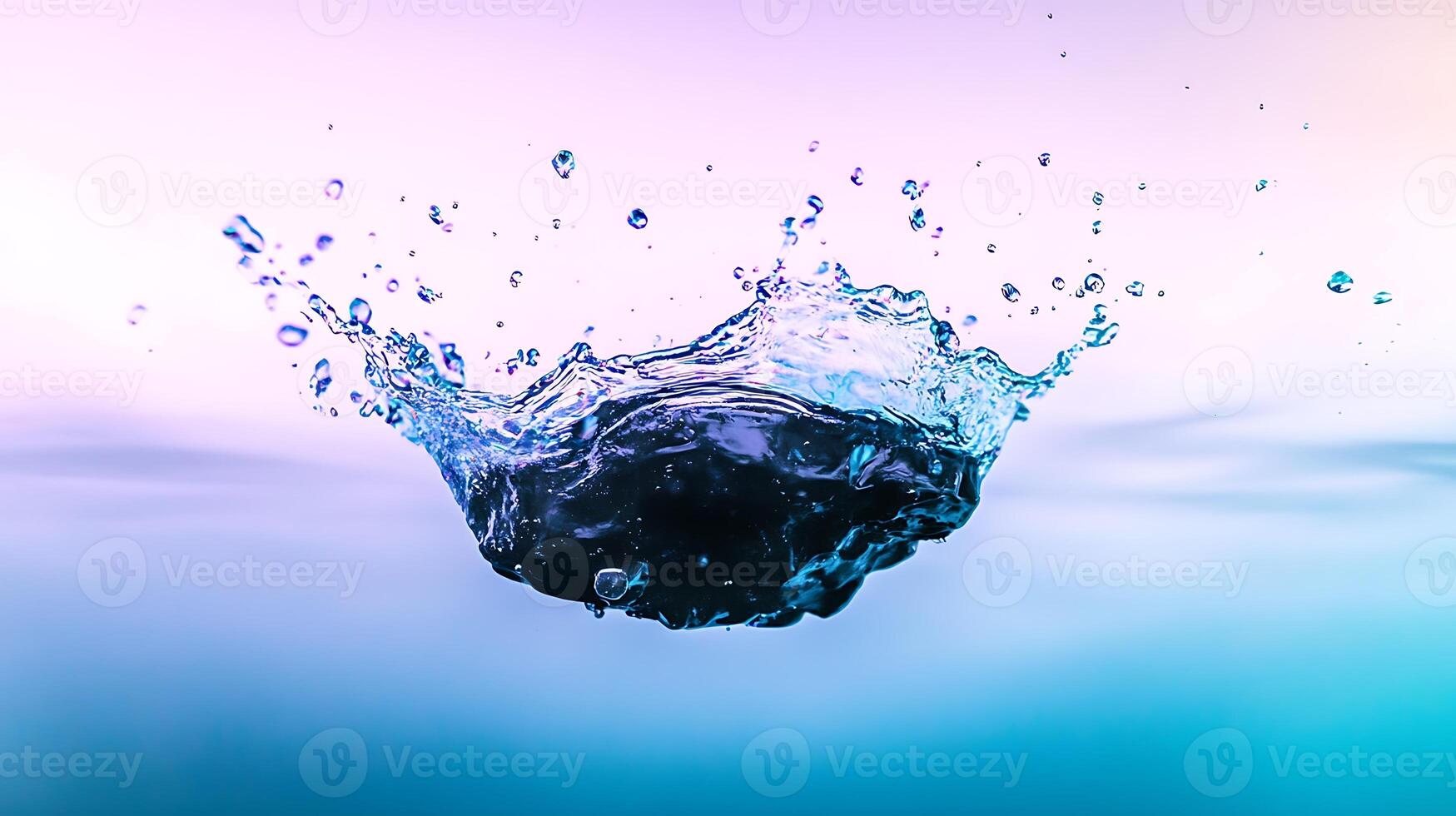 A stunning splash of water creating ripples in a serene aquatic environment at dusk photo