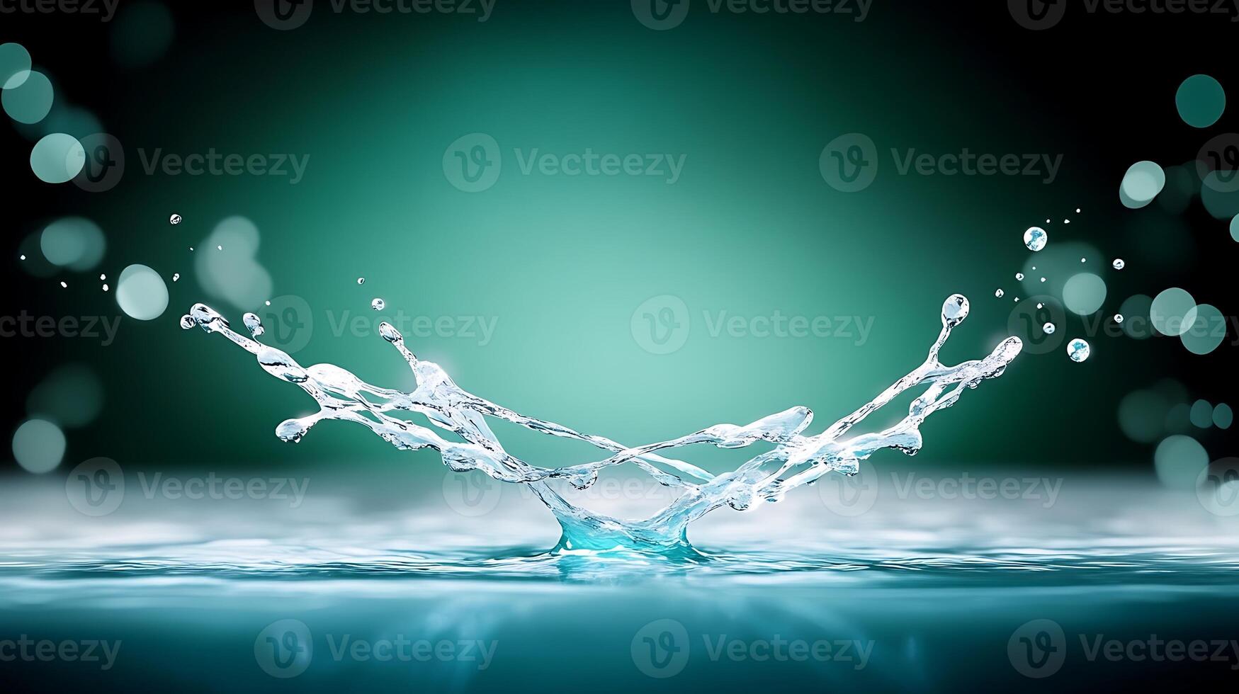 A stunning close-up of water splashing against a serene turquoise background, capturing motion photo