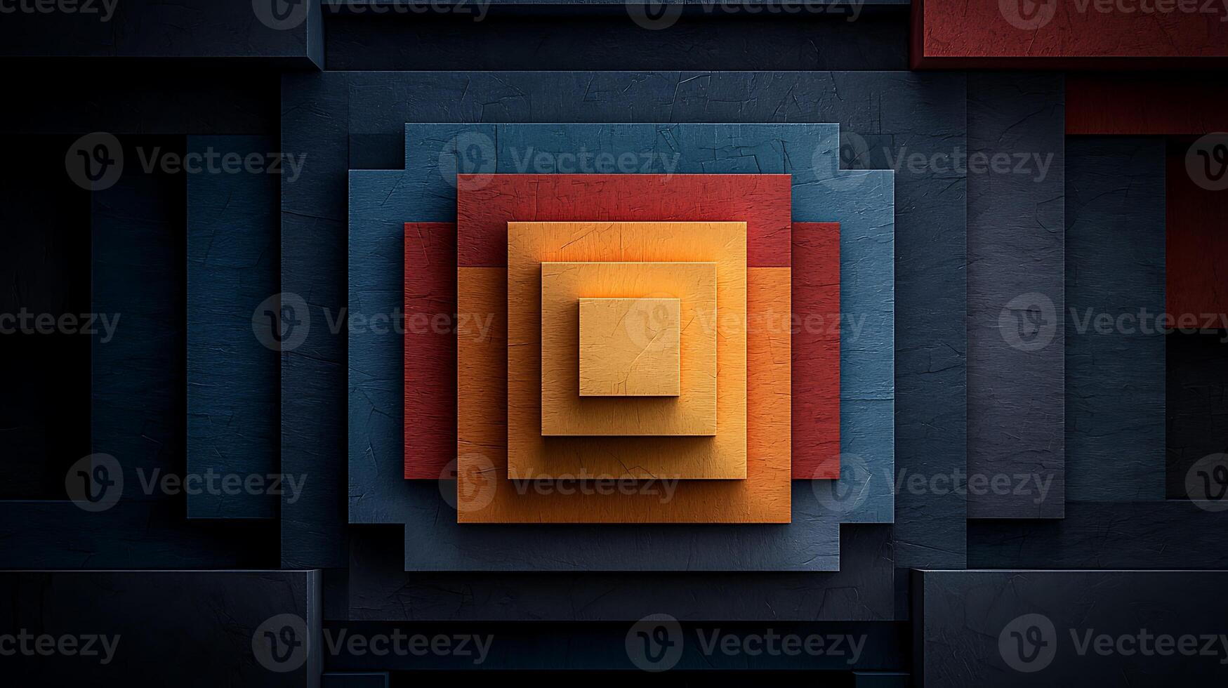Abstract geometric squares, layered design, dark background, website banner photo