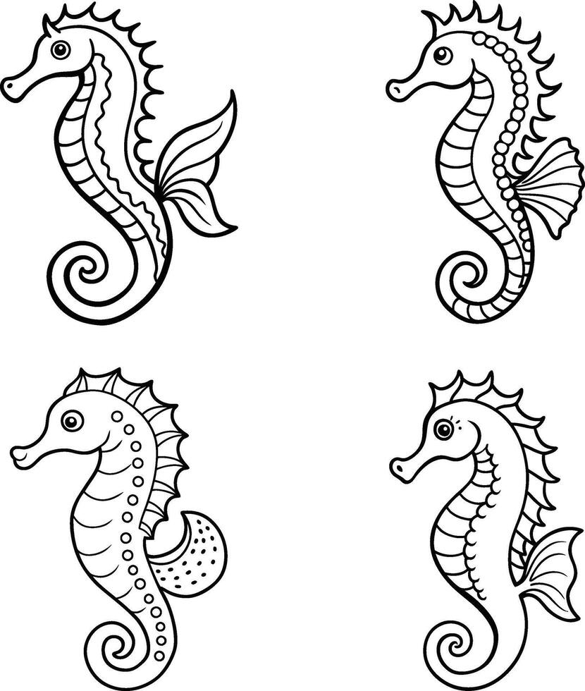 Sea Fish Line Art Coloring Sheet vector
