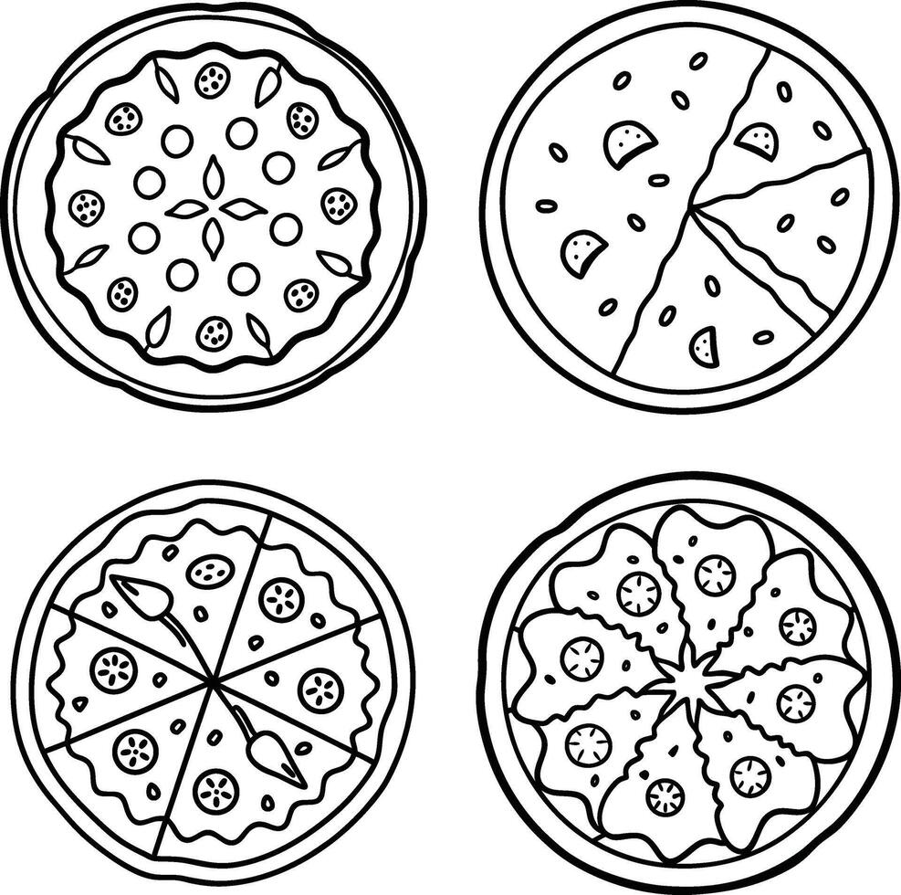 Pizza line art Coloring Page vector