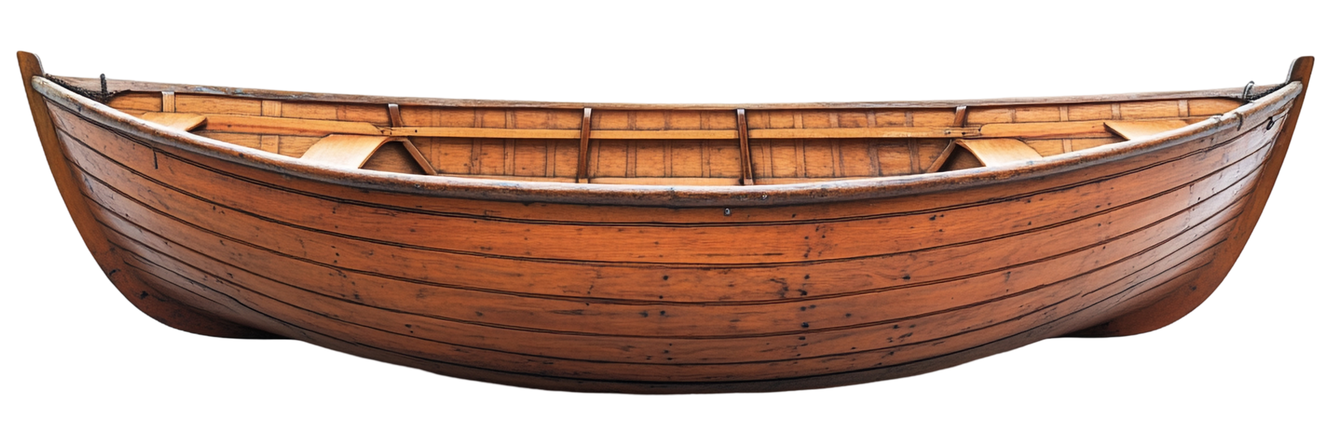 Side View of a Wooden Boat Classic and Rustic Watercraft png