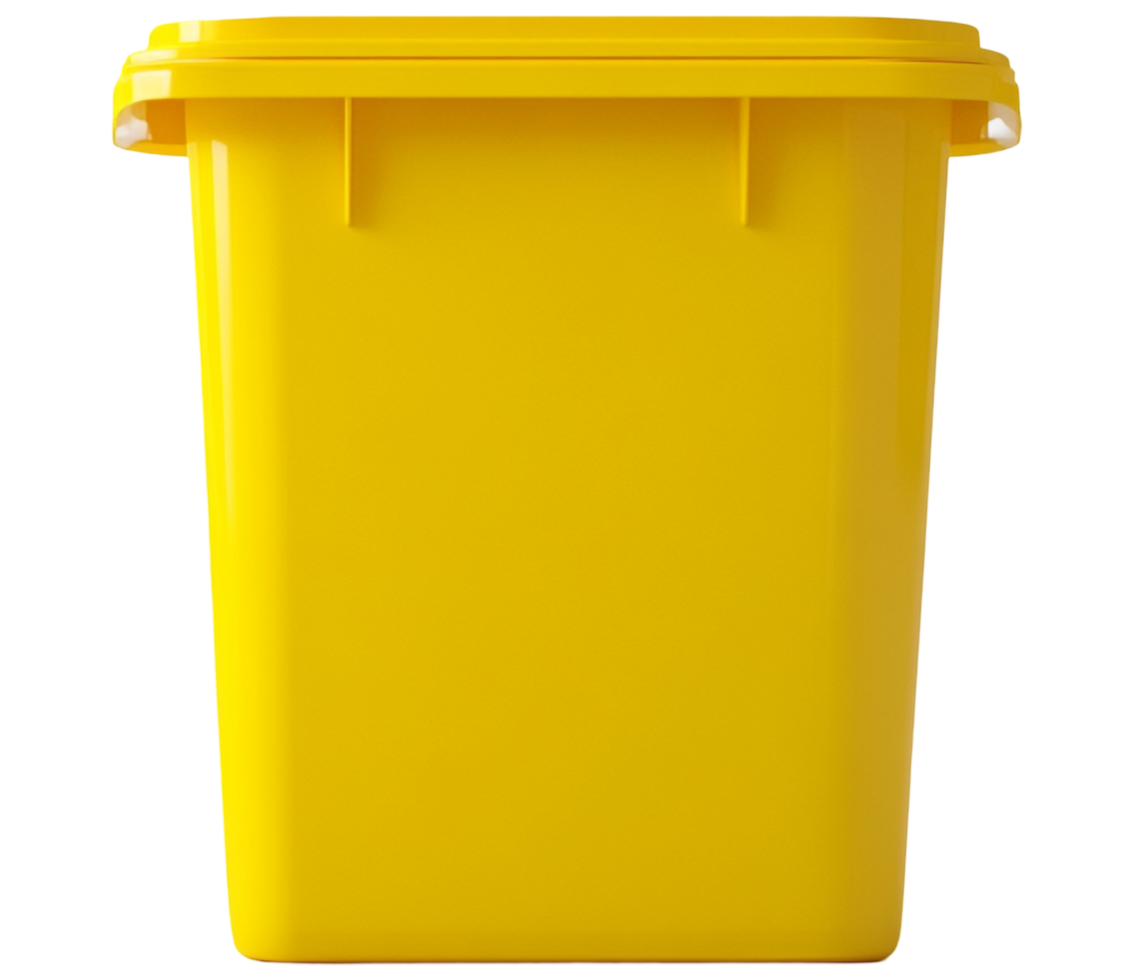 Yellow waste bin with lid png