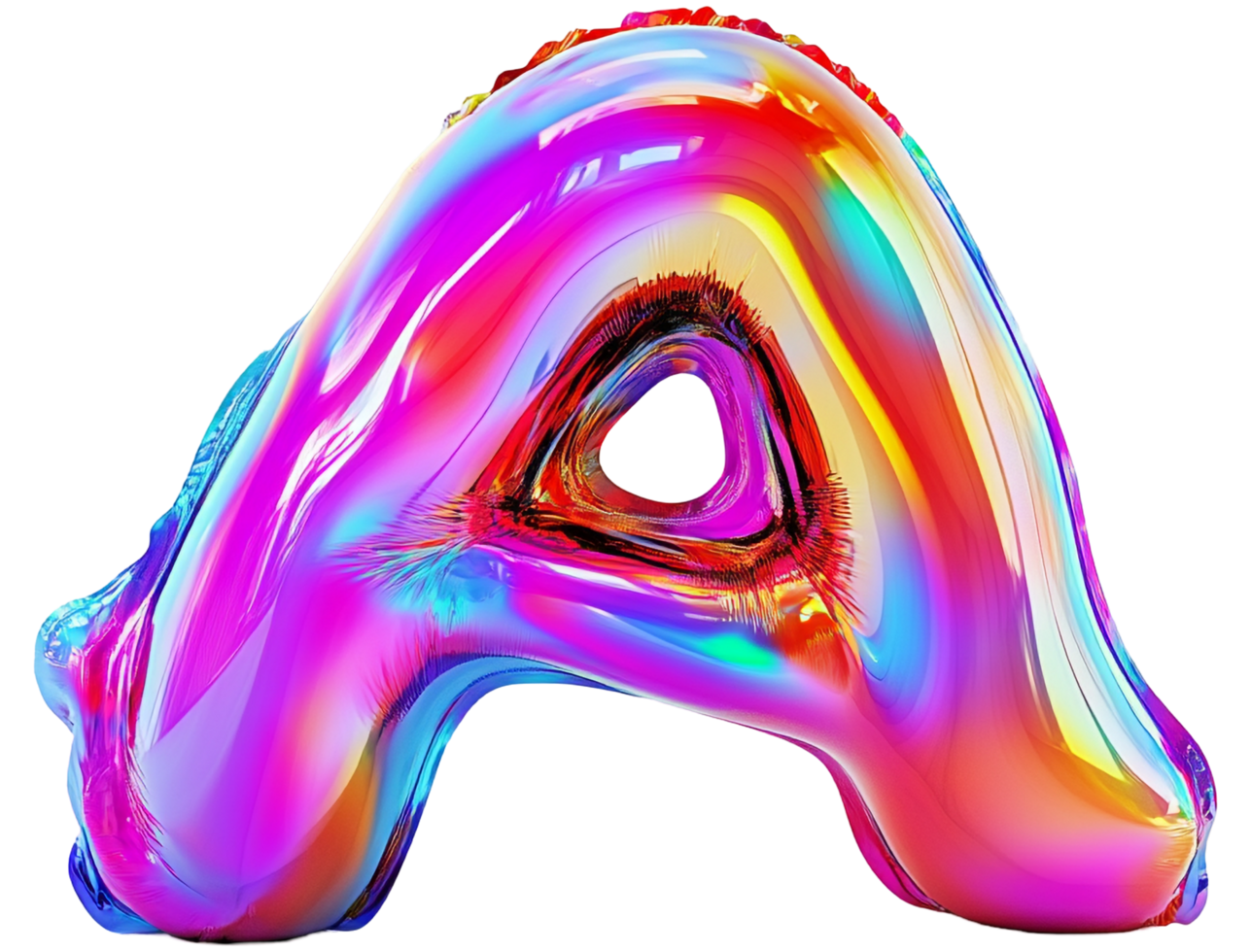 Vibrant Glossy Balloon Letter A Abstract Shape Against Transparent Background png