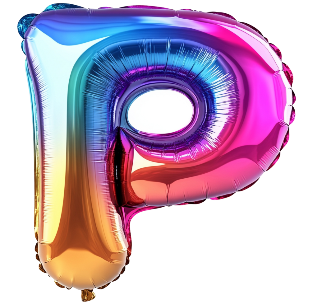 Vibrant Glossy Balloon Letter P Abstract Shape Against Transparent Background png