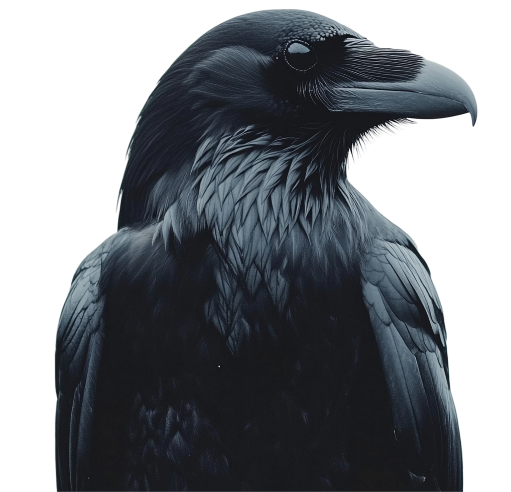 A black raven with a white beak png