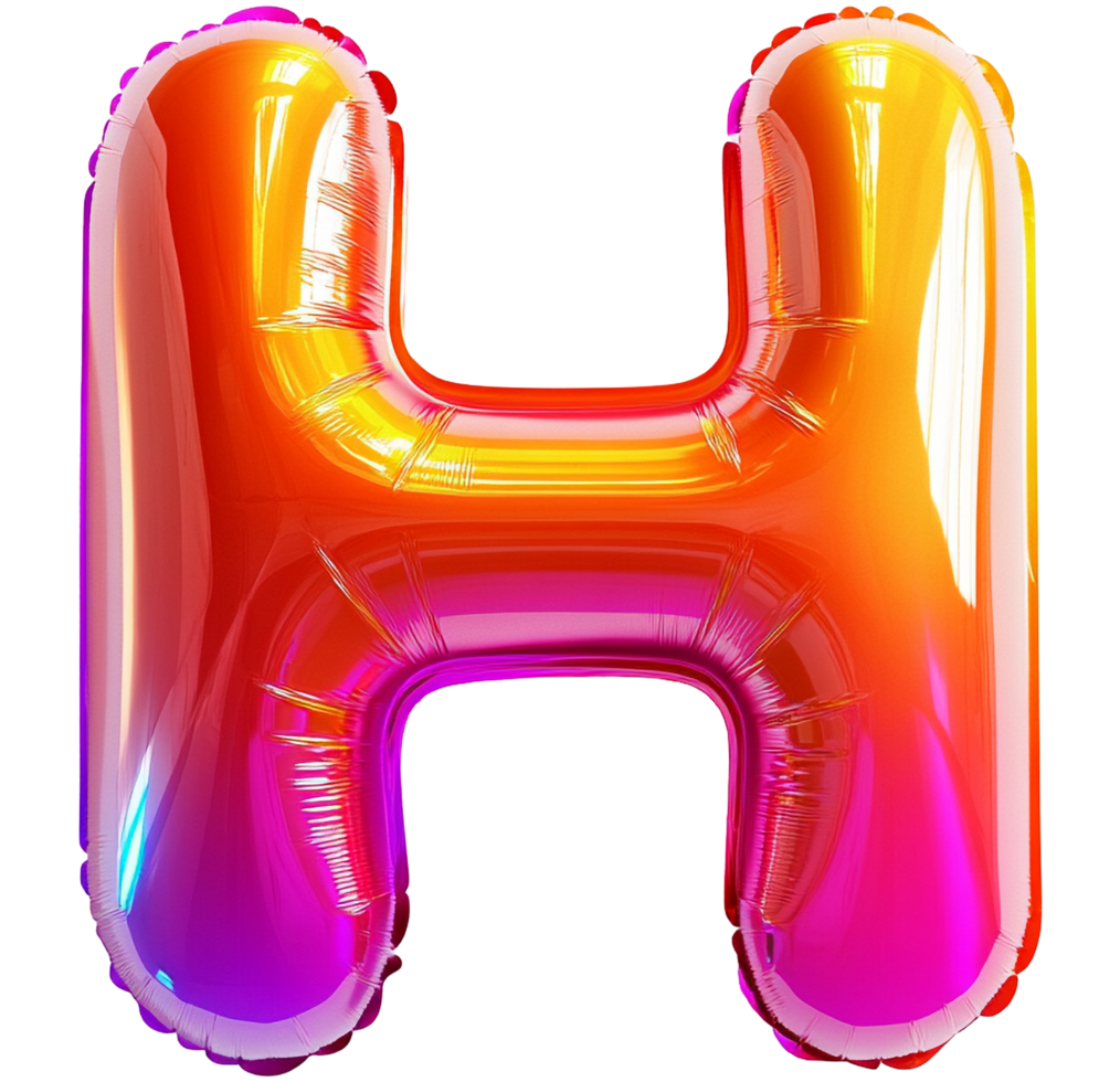 Vibrant Glossy Balloon Letter H Abstract Shape Against Transparent Background png