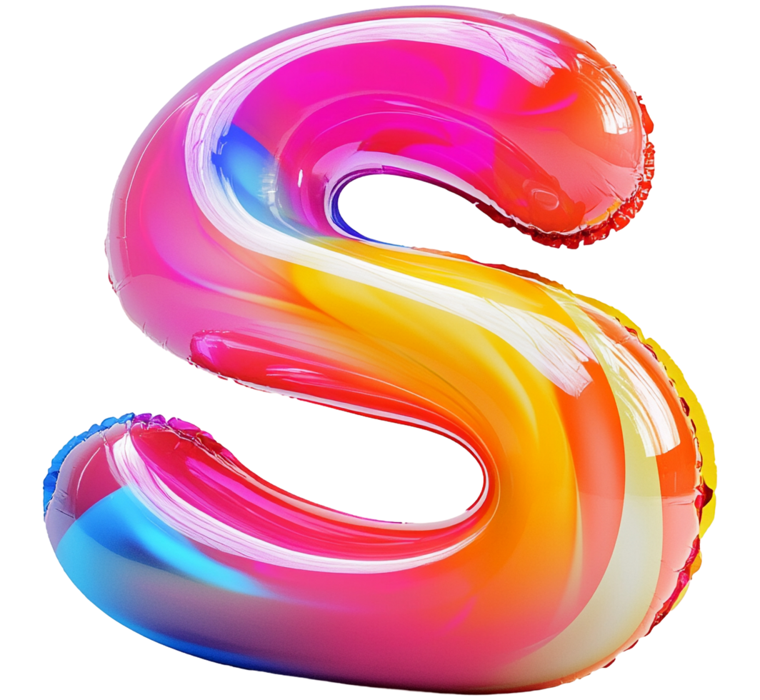 Vibrant Glossy Balloon Letter S Abstract Shape Against Transparent Background png