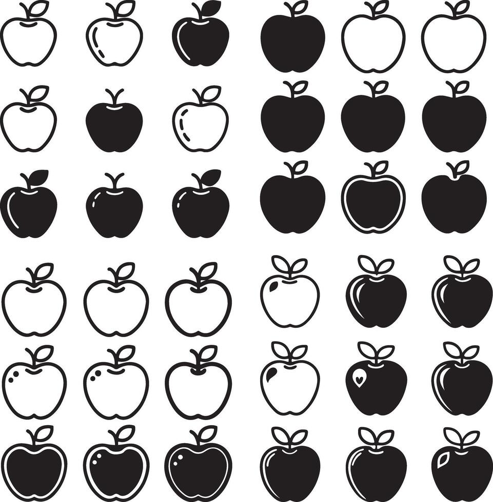 coloring page apple line art vector