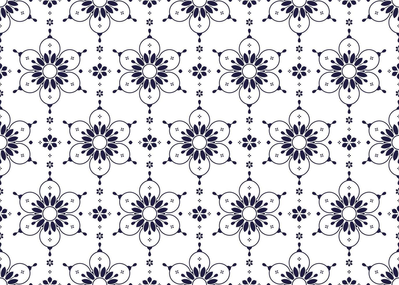 floral blooming design of ethnic fabric seamless pattern, design for cloth, carpet, batik, wallpaper, wrapping etc. vector