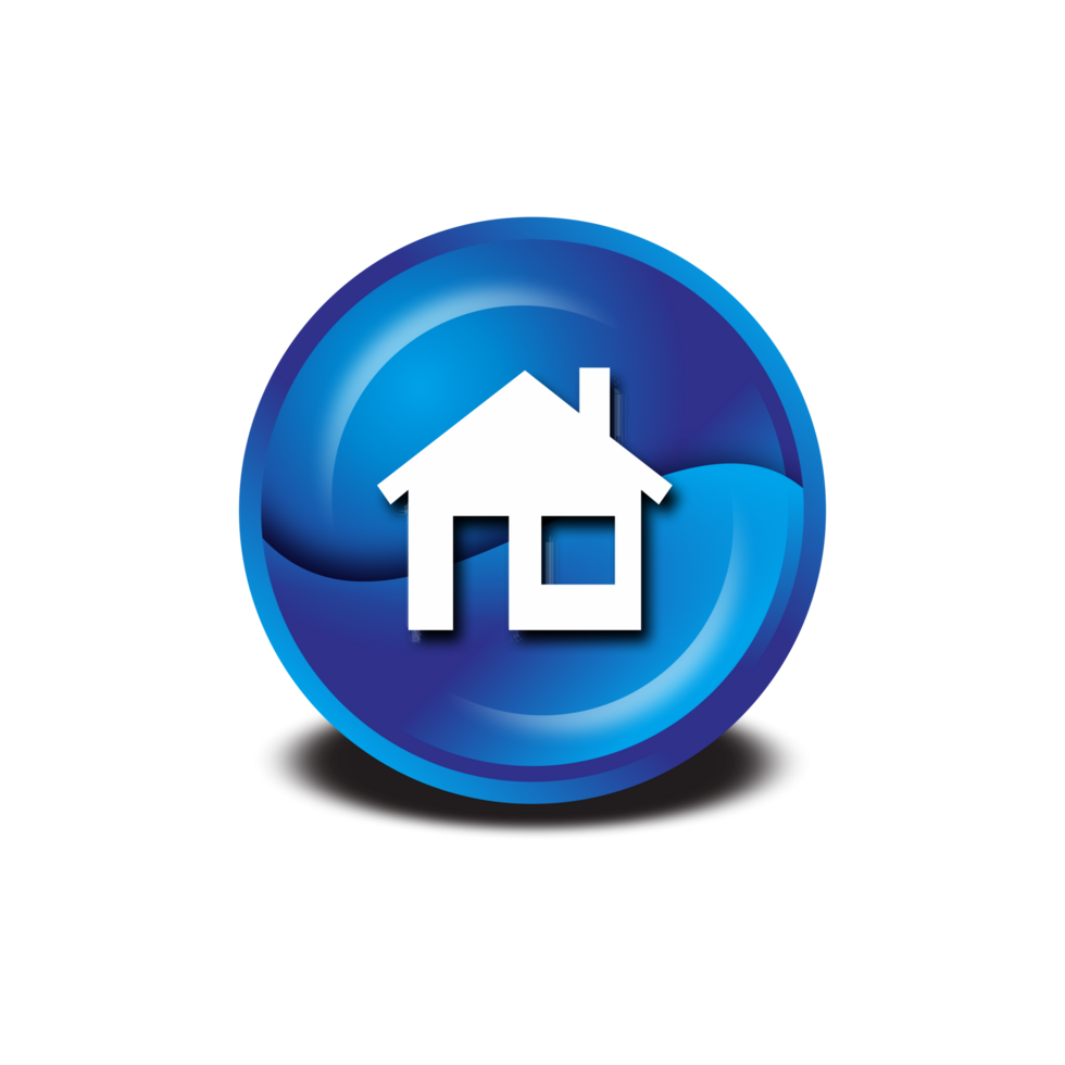 house icon circular button cyan blue png