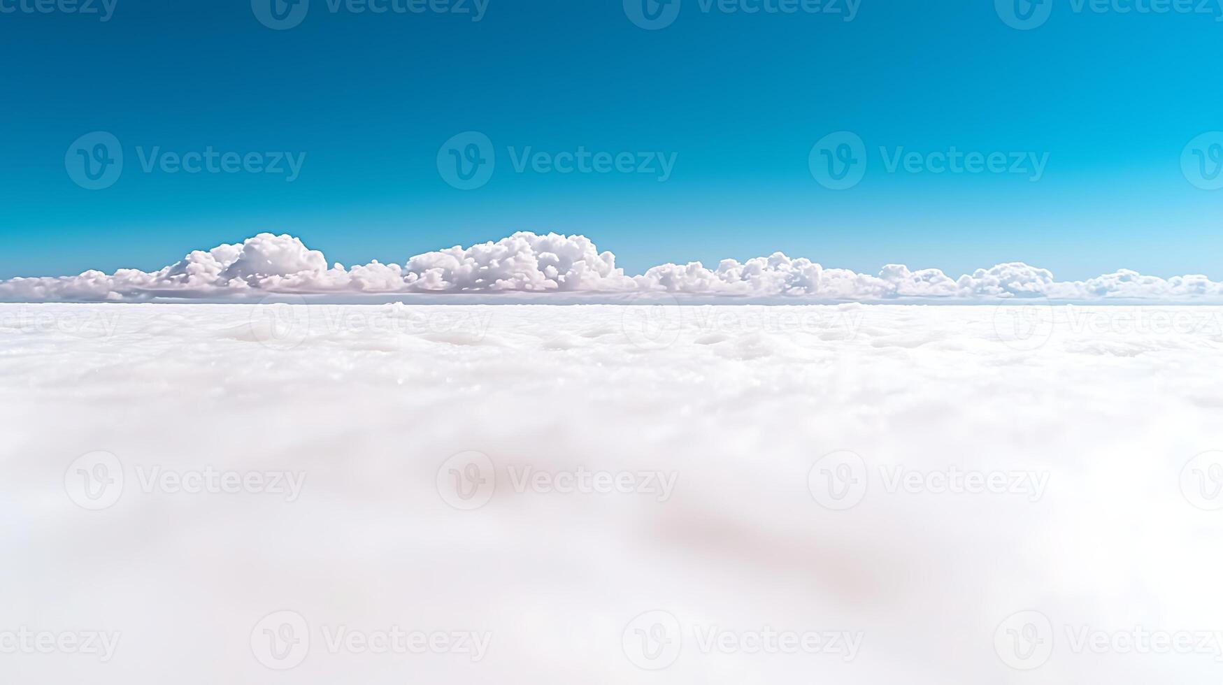 Airplane view cloudscape, white clouds, blue sky, horizon, travel photo