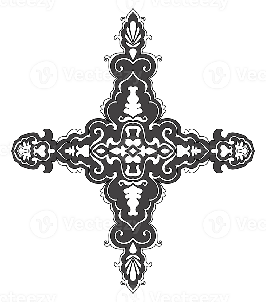 Baroque Ornament with Vintage Victorian Damask Floral Pattern png