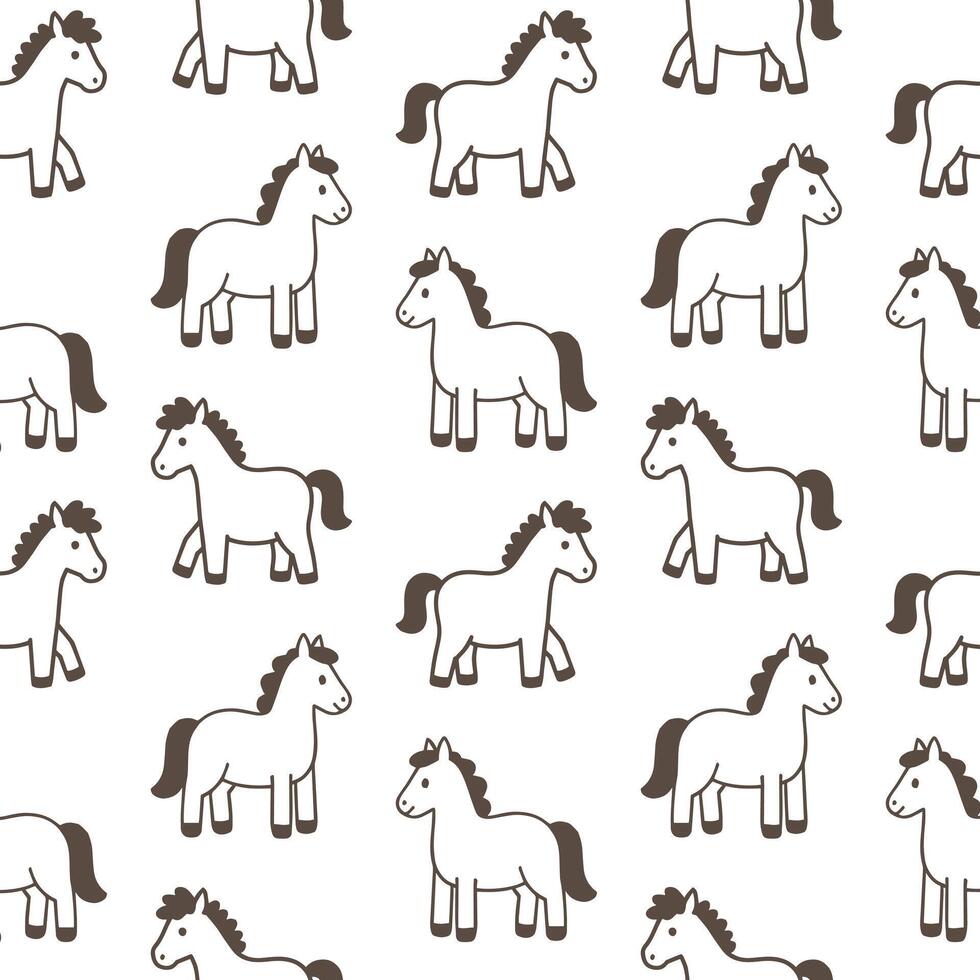 Playful Horse Seamless Pattern vector