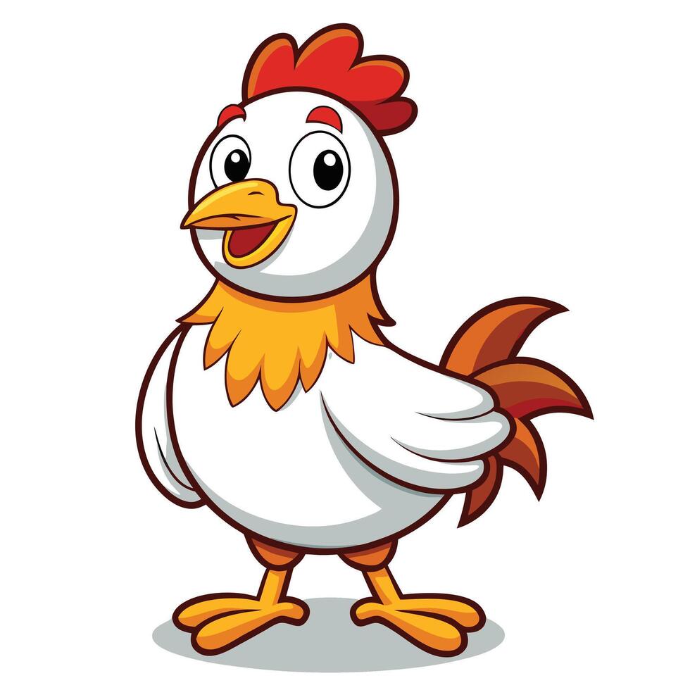 Cute Cartoon Hen Standing Proudly for Children's Coloring Fun vector