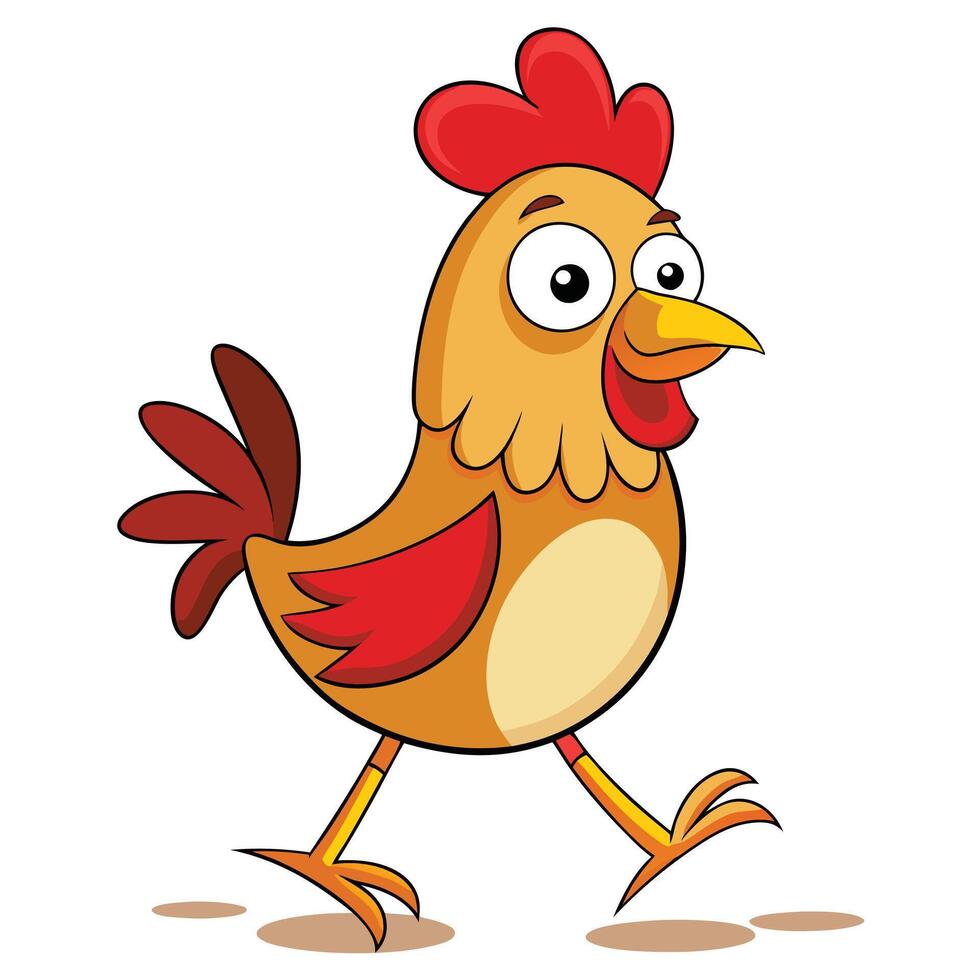 Cute Cartoon Chicken Walking in Stylish Boots vector