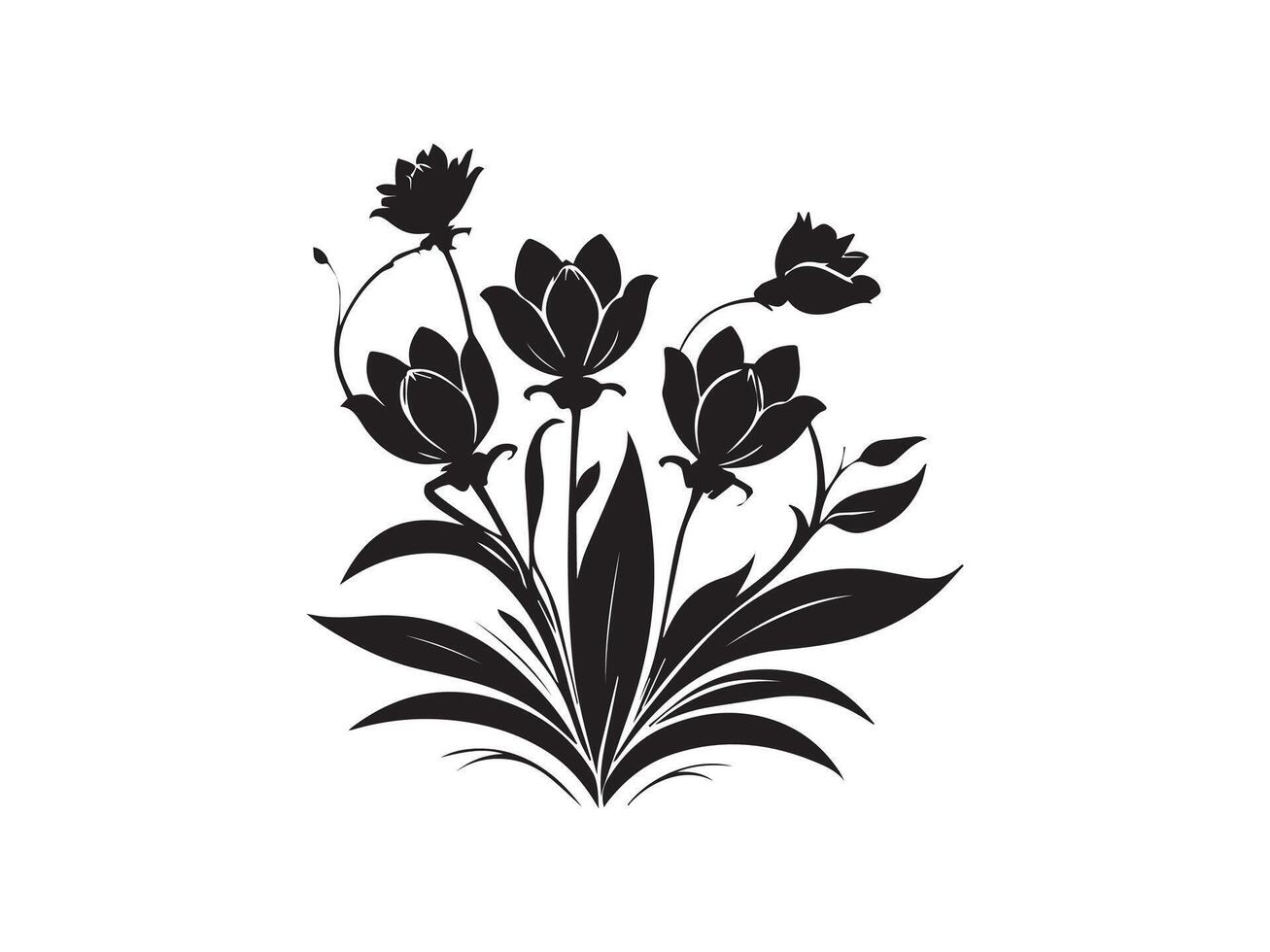 Elegant Black and White Floral Silhouette Design vector