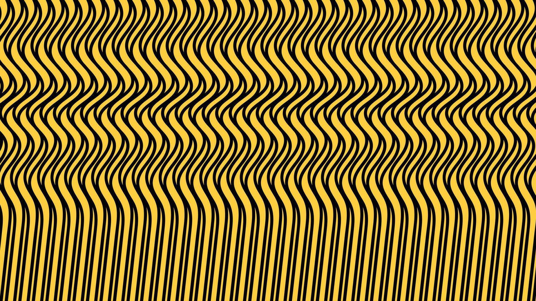 Black wavy lines effect pattern on yellow background. vector