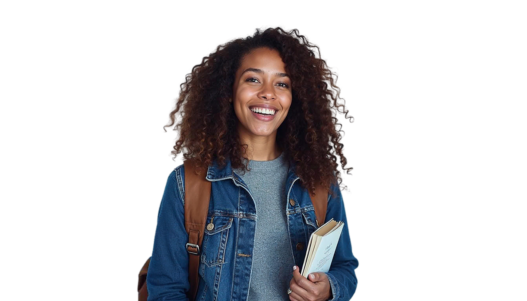 A smiling young woman holding a book and smiling png