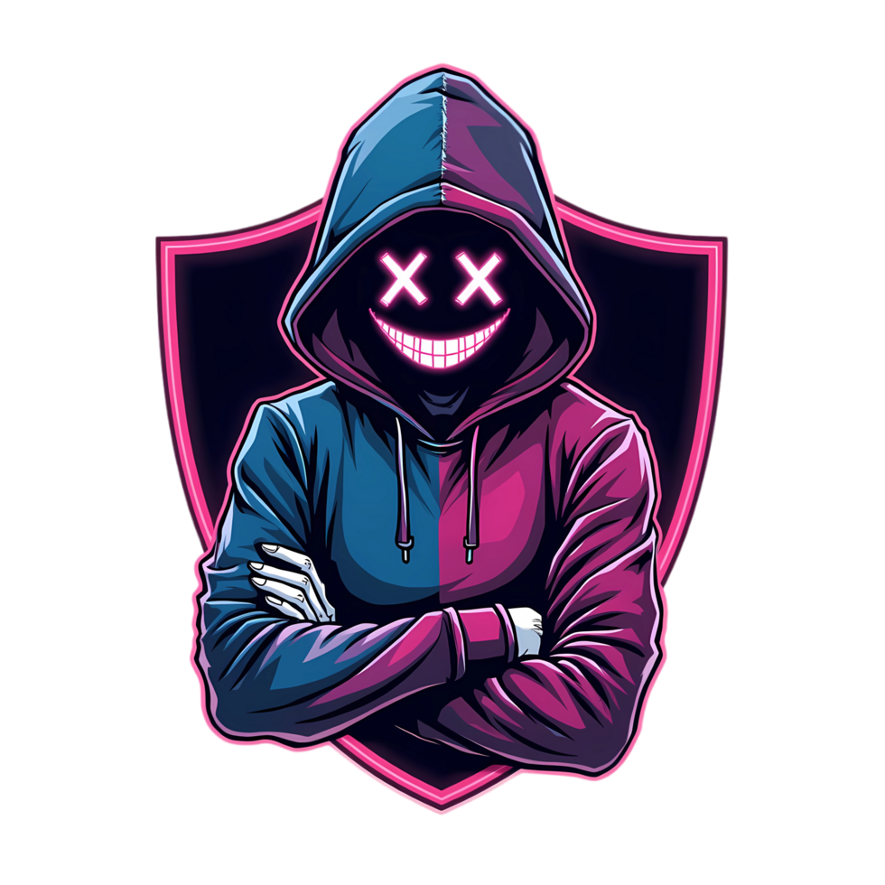 A hoodie with a face on it on a transparent background png
