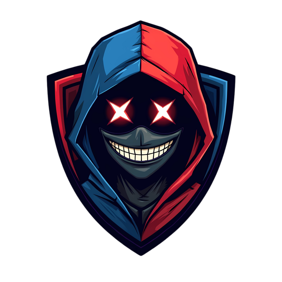 A red and blue hooded face with a red and blue face png