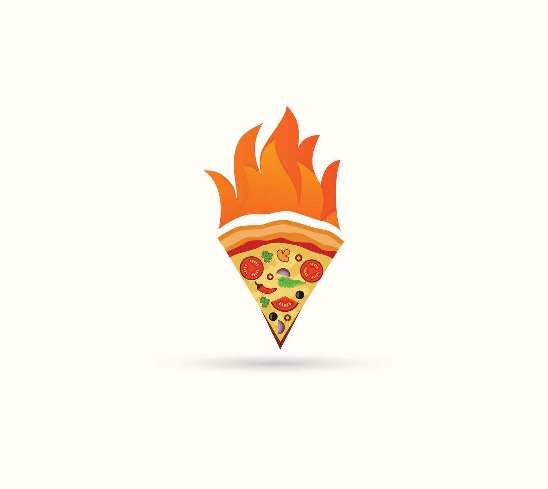 Fire pizza store logo design vector