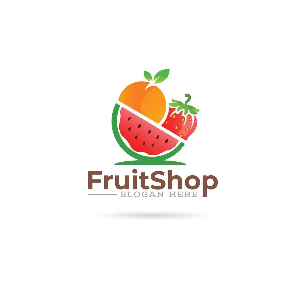 Fruits store logo vector