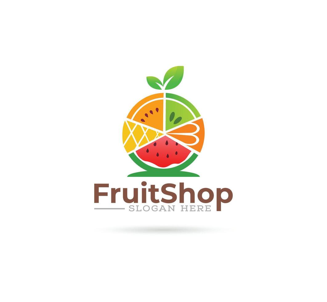 Circle shape fruits store logo design vector