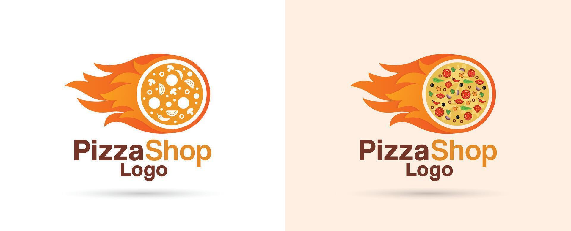 Fire pizza logo art vector