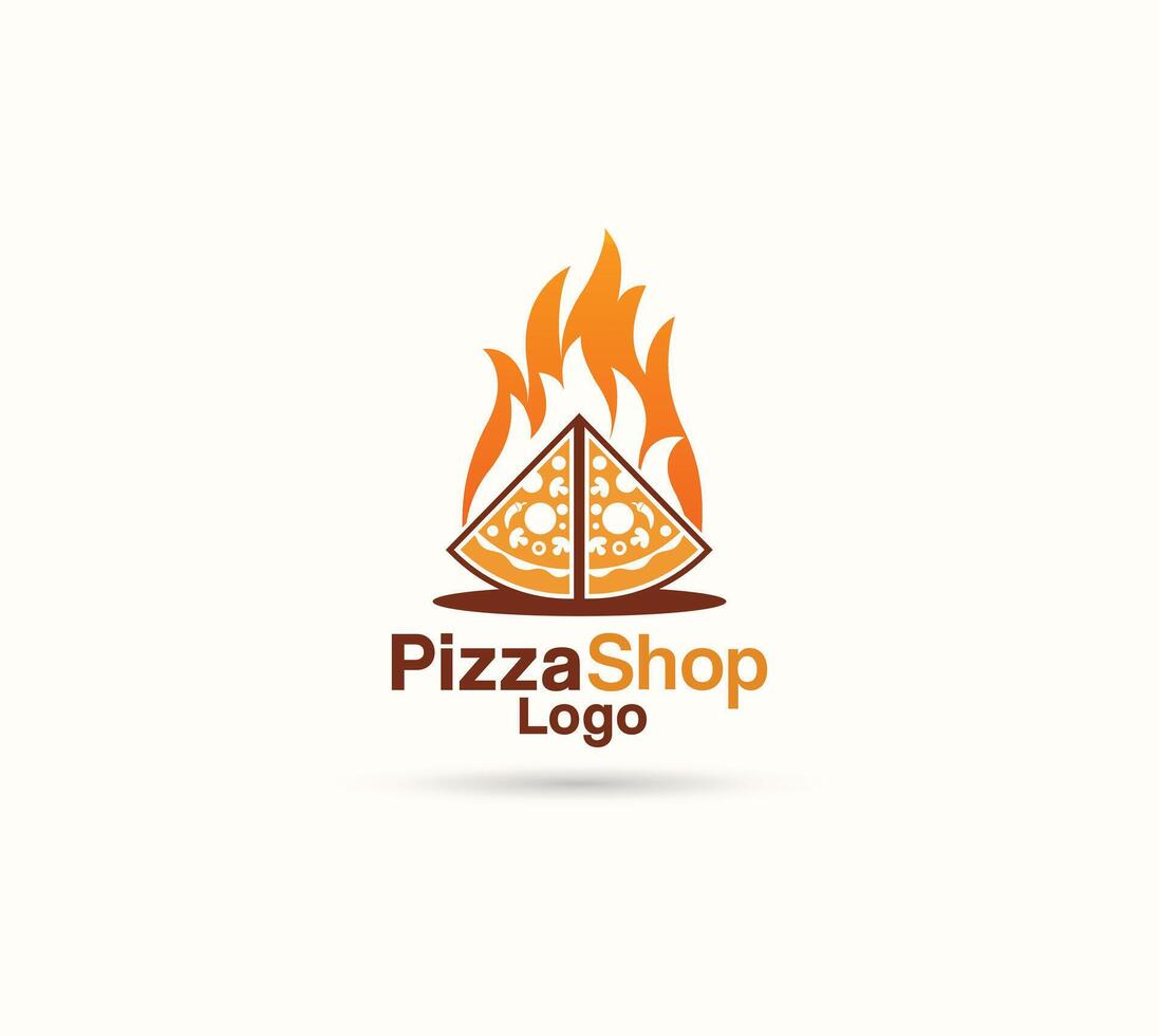 Hot pizza store logo vector