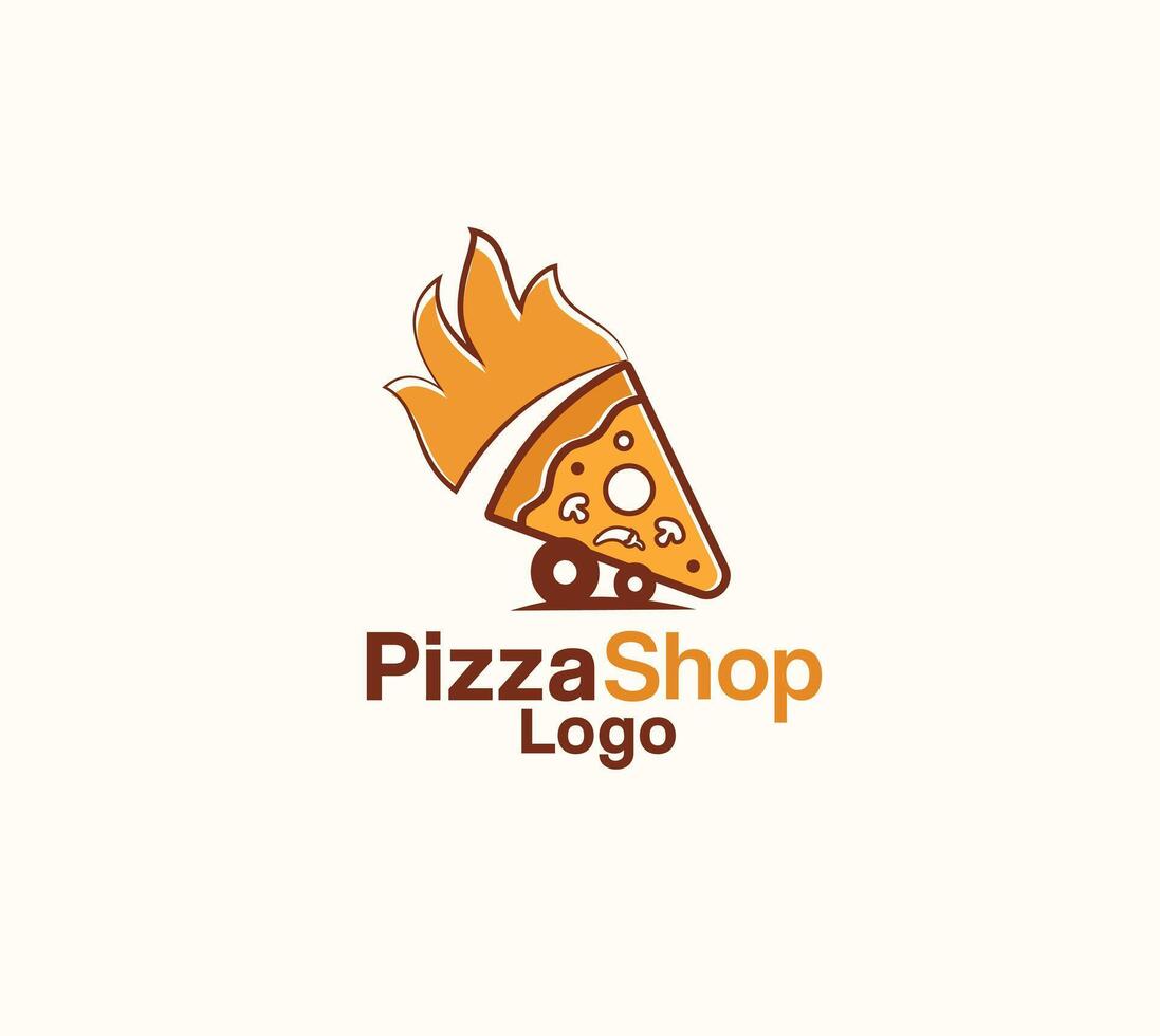 Animal pizza logo design vector