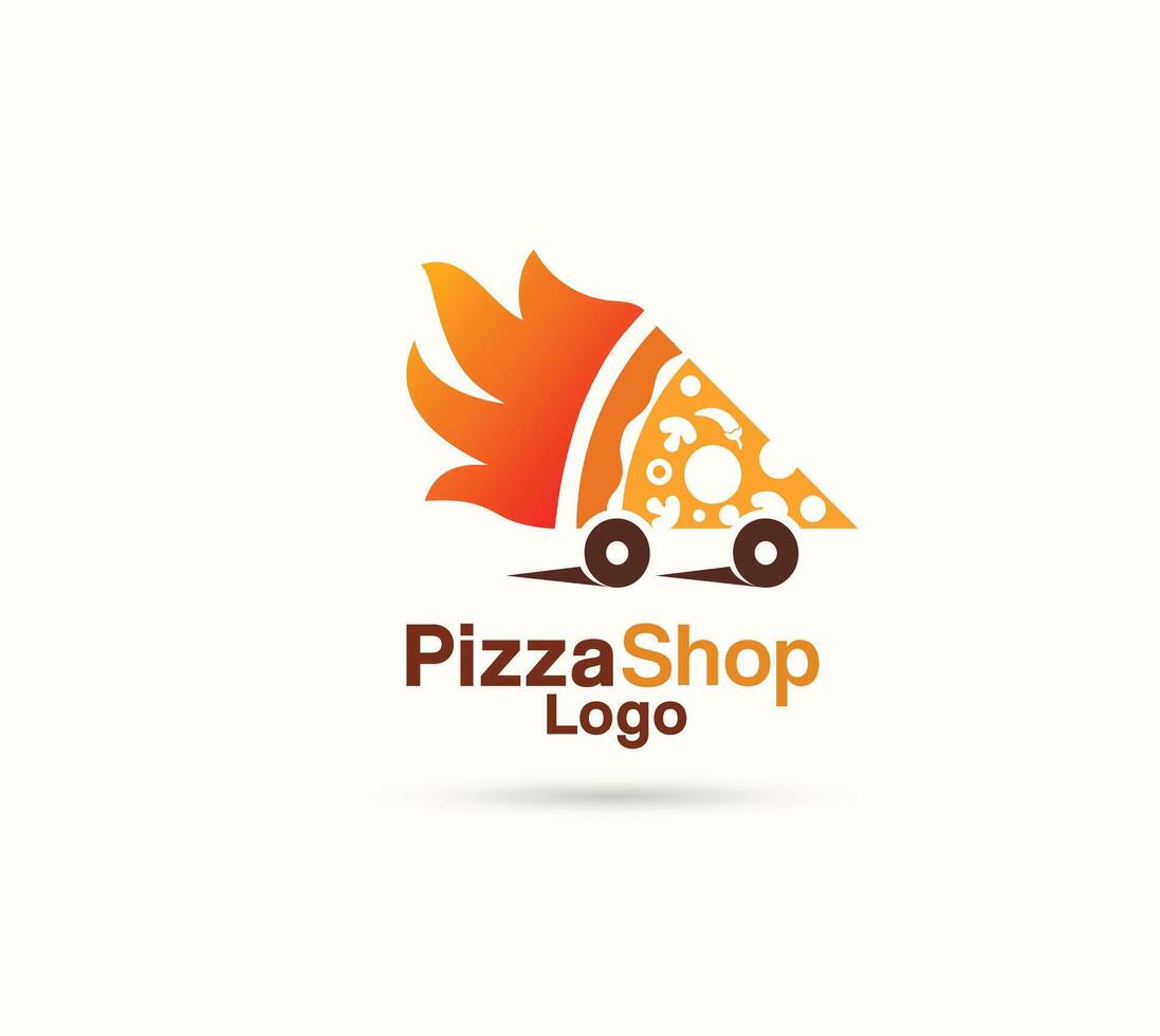Vehicles fire pizza logo vector