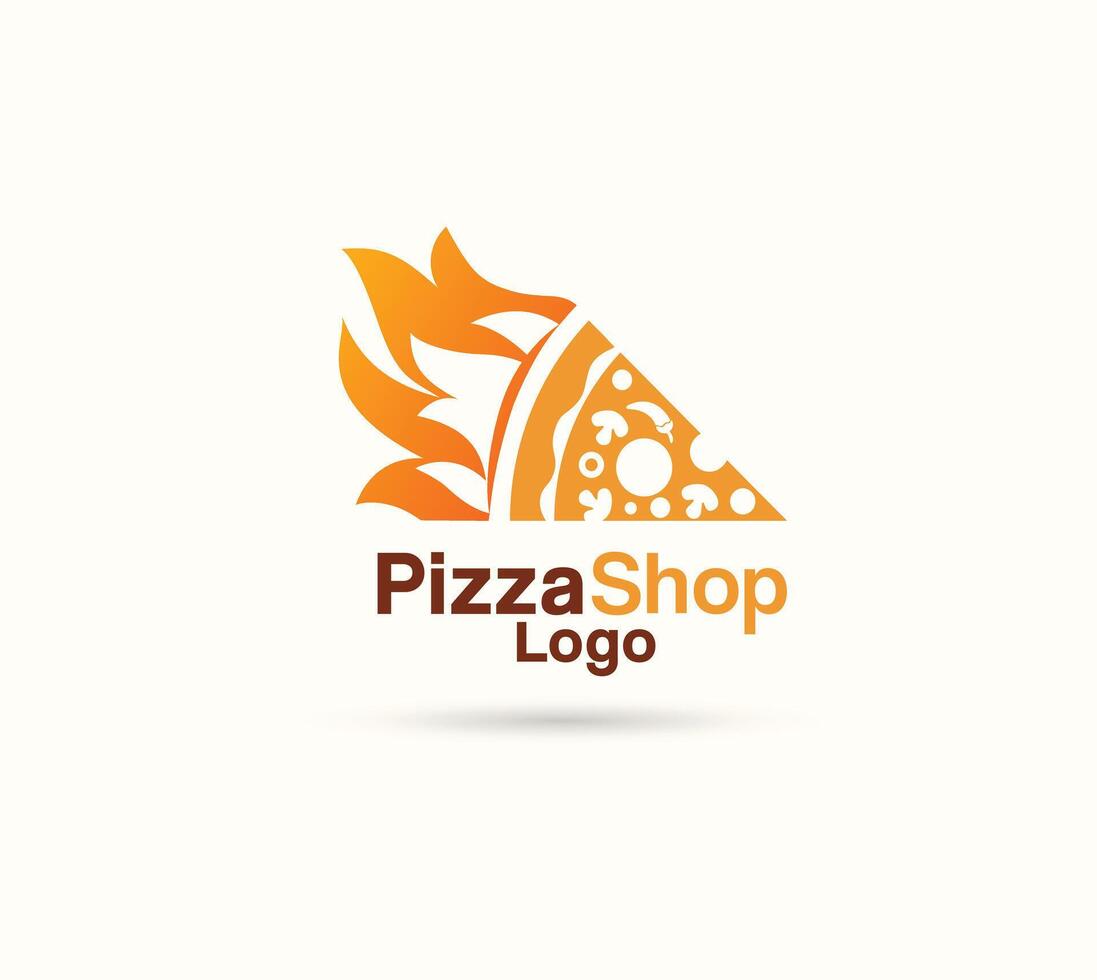 Fire pizza shop logo art vector