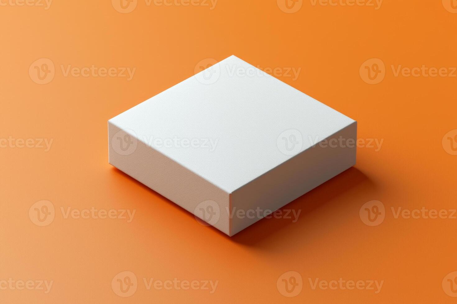 detailed view of customizable packaging box presented in isometric format. vibrant orange backdrop enhances design soft shadows adding depth and professionalism photo