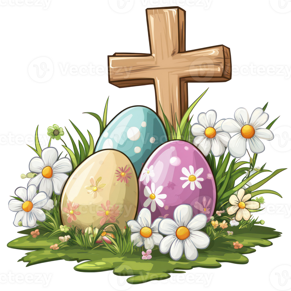 Easter eggs and cross clipart png
