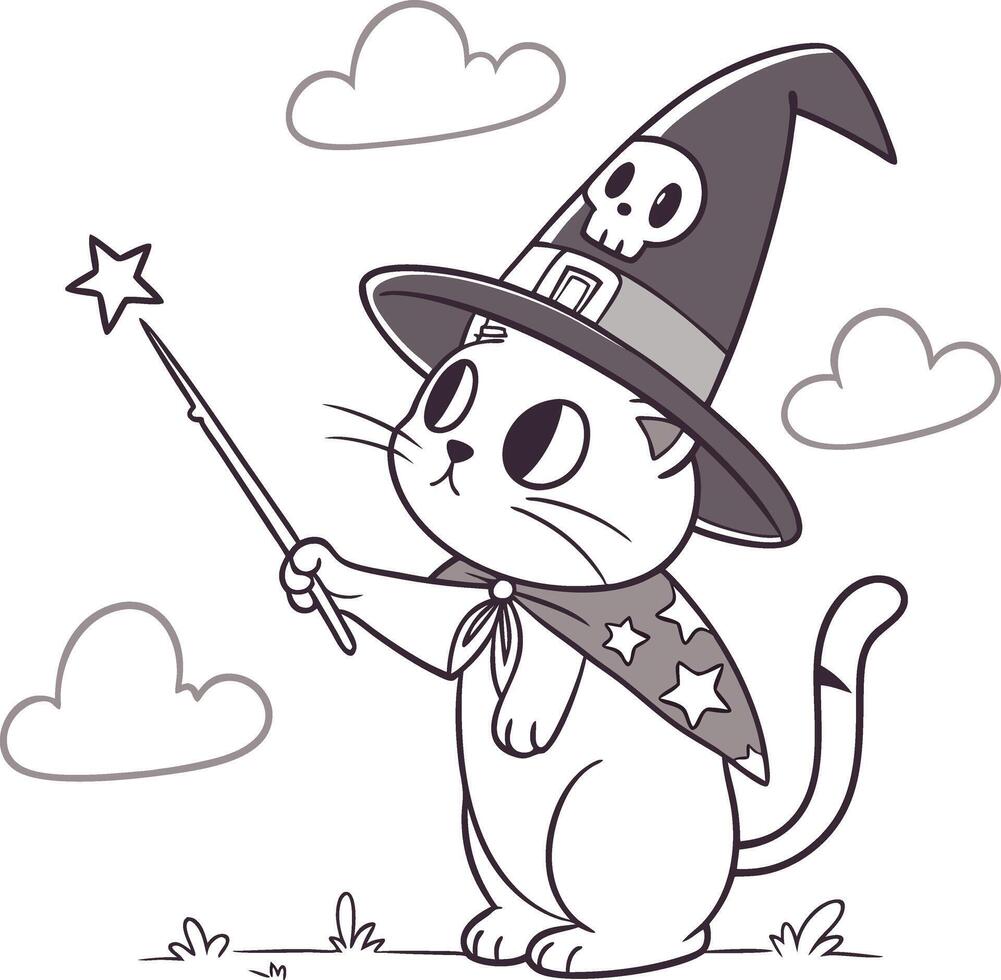 Cute Witch Cat vector