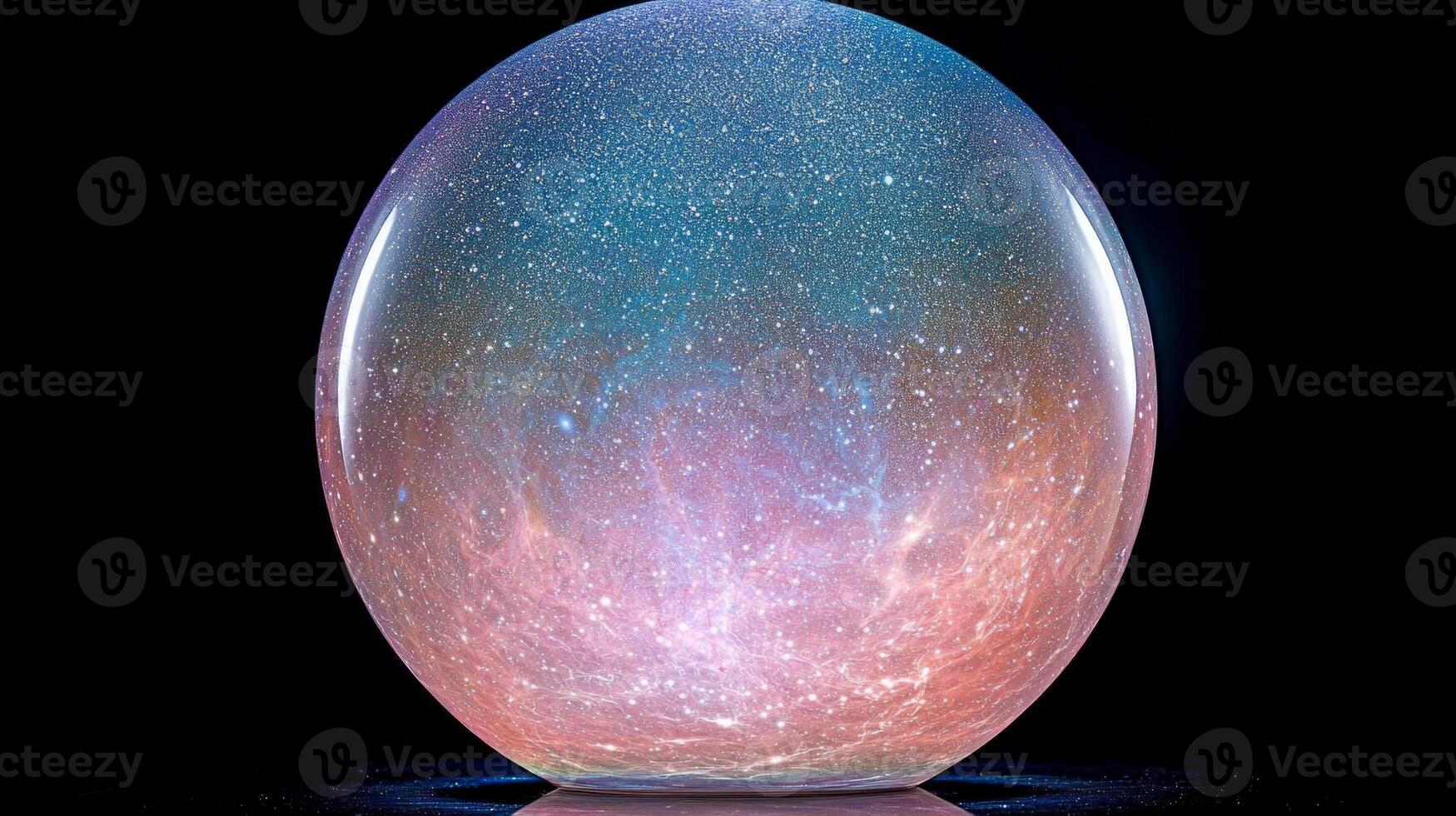 captivating celestial sphere showcases cosmic microwave background radiation. Colorful heat patterns highlight temperature changes from Big Bang set against dark cosmic void photo