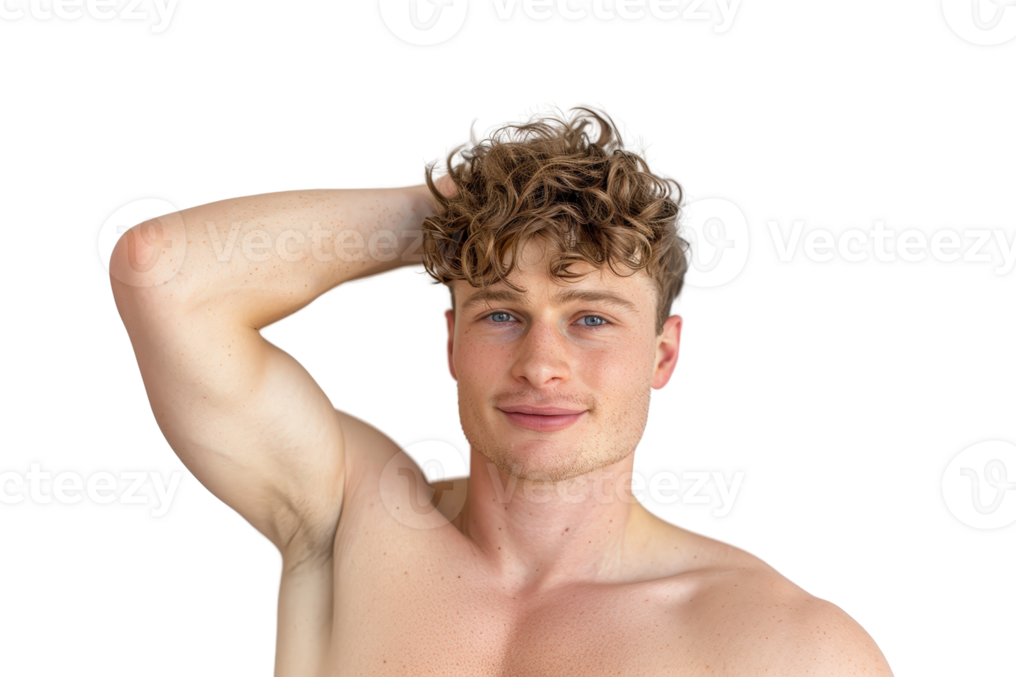 Confidently Posing Trans Man with Soft Affirming Expression and Stylish Haircut in Bright Natural Light png