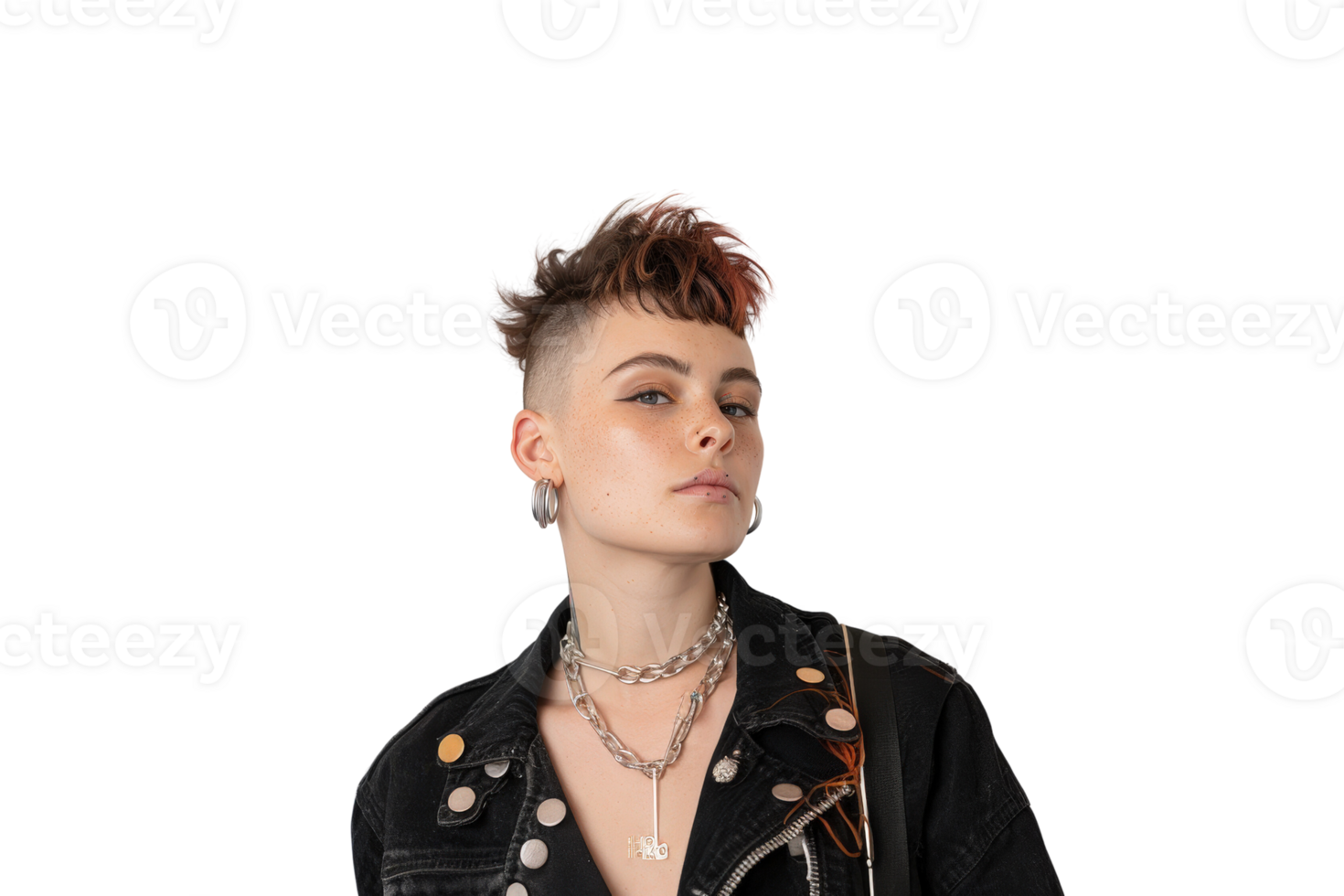 Non Binary Individual Rocking a Bold and Alternative Style with Unique Hair and Fashion Choices png