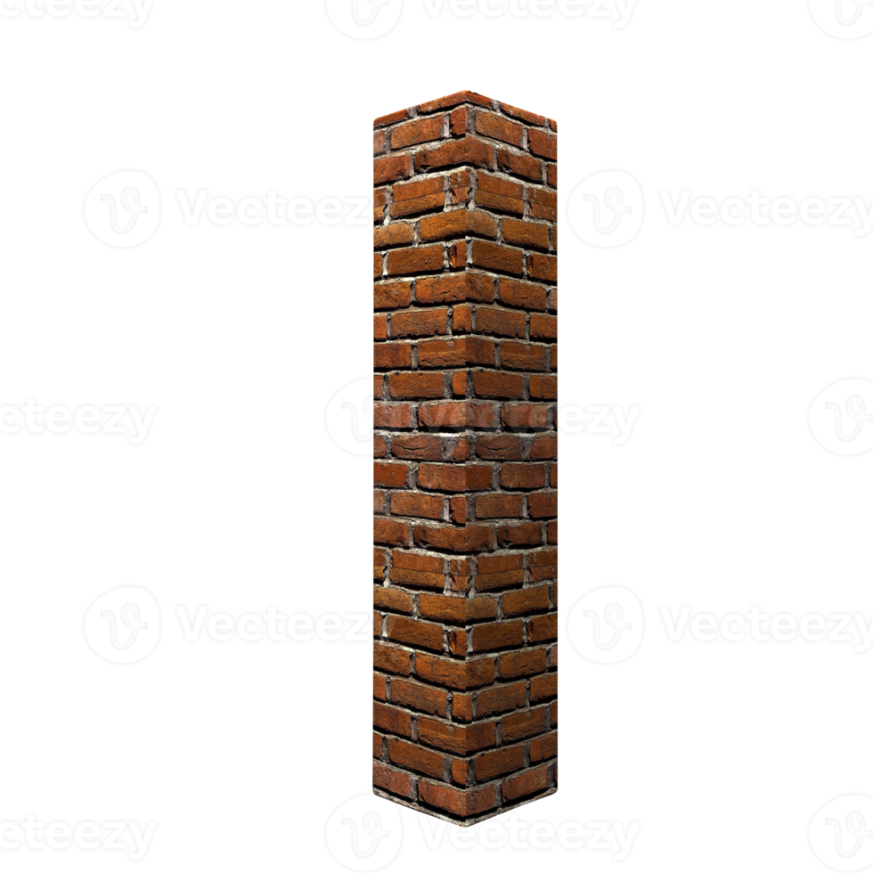 3d render, brick block pillar or column, product display png