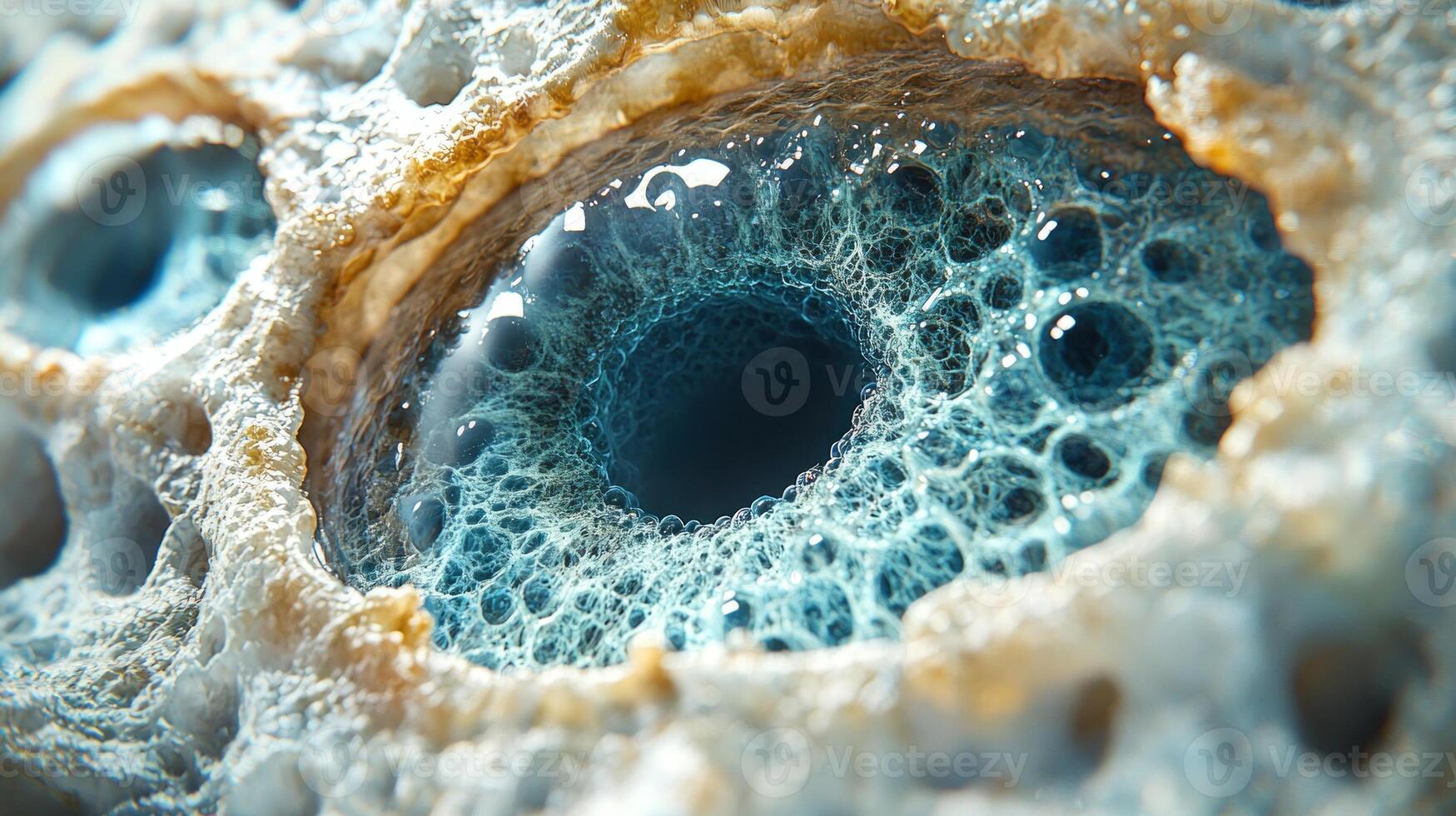 illustration presents detailed structure of human tear revealing crystalline patterns in blue and silver photo