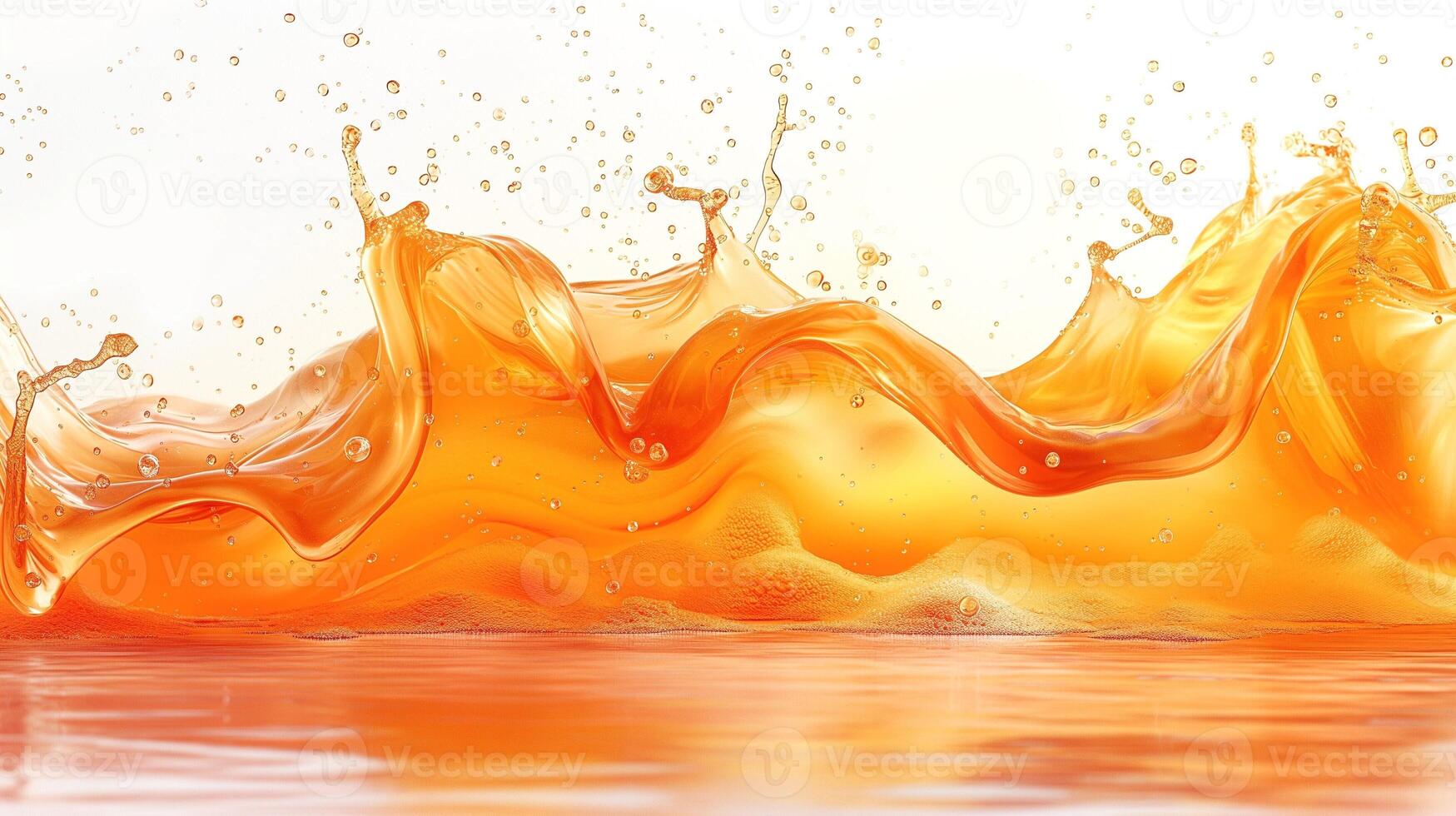 Vibrant orange splash creating dynamic waves, symbolizing energy and freshness. photo