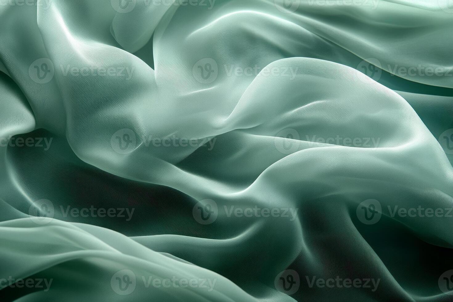 Delicate mint green fabric flowing gently, creating a serene and ethereal atmosphere. photo