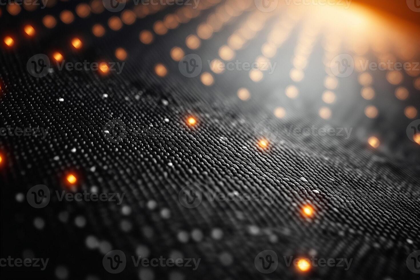 Abstract close-up of a textured surface with glowing orange lights, creating a mesmerizing visual of depth and dimension. photo