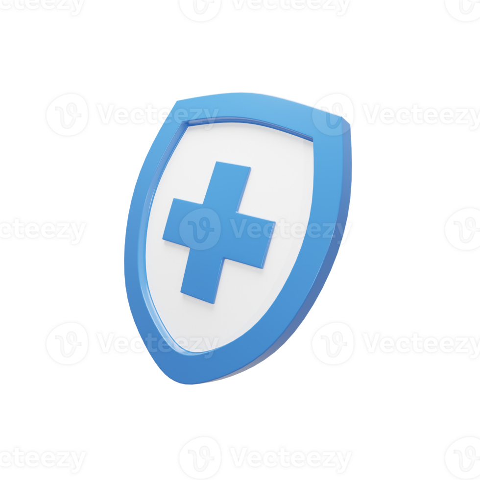 Perspective 3D Render of Shield with First Aid Sign png
